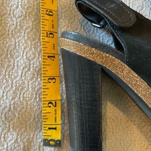 Apepazza black suede peep toe heels. Size 9